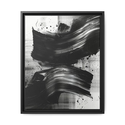 Abstract Elegance: Dynamic Black & White Brush Stroke Canvas Art