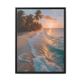 Tropical Serenity: Golden Hour Beach Aerial View - Vibrant Print