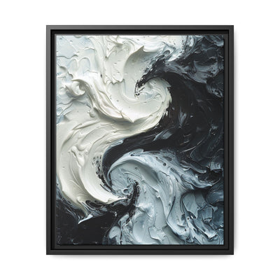 Monochrome Yin-Yang Swirl - Modern Abstract Impasto Art Print