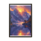 Golden Hour Serenity: Majestic Mountains & Misty Lake Art Print