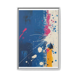 Pollock-Inspired Abstract White Splatter on Blue - Fine Art Print