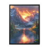 Golden Hour Serenity: Majestic Mountain & Lake Art Print
