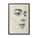 Japandi Minimalist Line Art Portrait - Monochrome Ink on Museum Paper