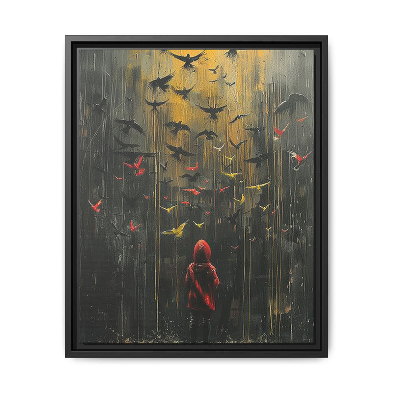Urban Whimsy - Banksy-Inspired Vivid Bird Release Art Print