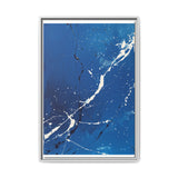 Dynamic Pollock-Inspired White Splatter on Blue - Fine Art Print