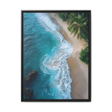 Golden Hour Serenity: Vibrant Beach Aerial View - Premium Art Print