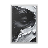 Black & White Paint Swirls - Abstract Art Print, High-Res