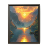 Golden Hour Serenity: Majestic Mountains & Misty Lake Art Print
