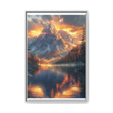 Golden Hour Majesty: Serene Lake & Mountain Landscape Art Print