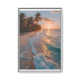 Tropical Serenity: Golden Hour Beach Aerial View - Vibrant Print