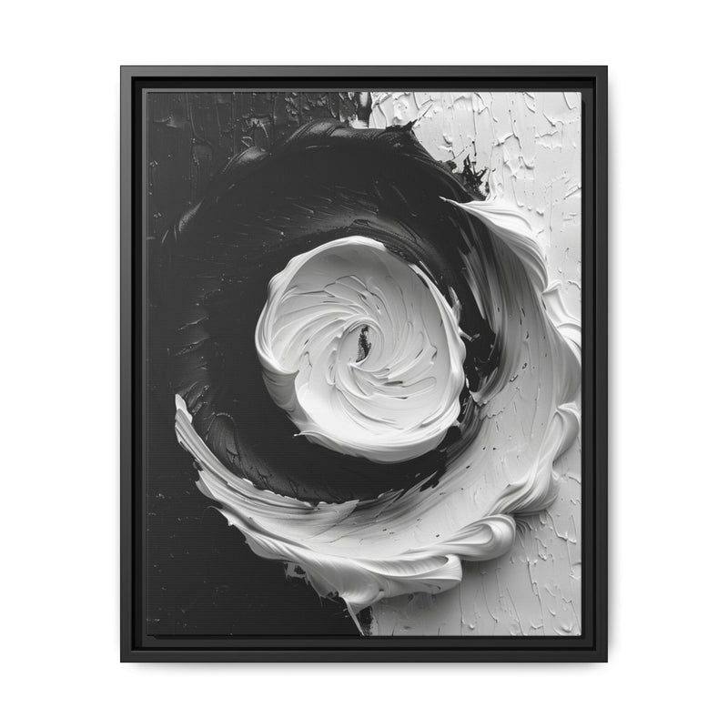 Monochrome Yin-Yang Impasto Swirl Art Print - Museum Quality