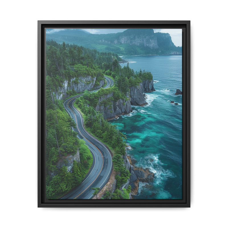 Coastal Serenity: BC Highway Aerial View - Museum Quality Print