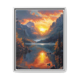 Golden Hour Serenity: Majestic Mountains & Crystal Lake Art Print