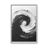 Monochrome Elegance: Abstract Swirl Paint Art Print on Fine Paper