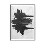 Abstract Elegance: Dynamic Black & White Brushstroke Art Print