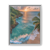 Tropical Serenity at Golden Hour - Vibrant Beach Art Print