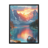Golden Hour Serenity: Breathtaking Mountain & Lake Canvas Print