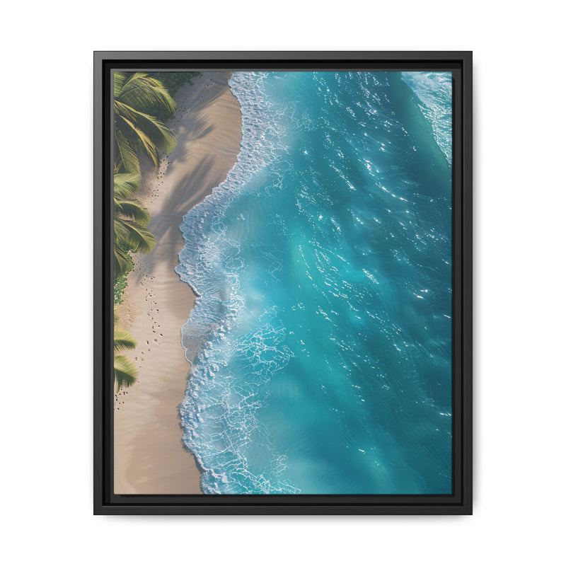 Golden Hour Serenity: Tropical Beach Aerial View - Premium Art Print