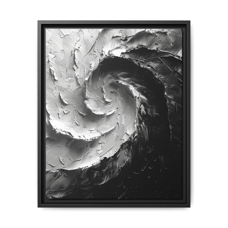 Monochrome Yin-Yang Swirl - Impasto Brush Fine Art Print