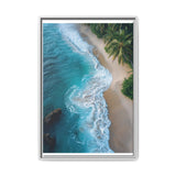 Golden Hour Serenity: Vibrant Beach Aerial View - Premium Art Print