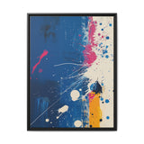 Pollock-Inspired Abstract White Splatter on Blue - Fine Art Print