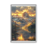 Golden Hour Serenity: Mountains & Lake Landscape Fine Art Print