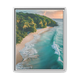 Tropical Serenity: Golden Hour Beach Aerial View - Museum Print