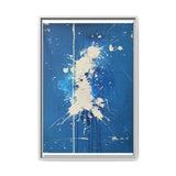 Pollock-Inspired White Chaos on Blue - Abstract Art Print