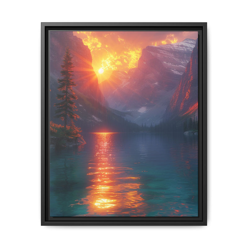 Golden Hour Majesty: Serene Lake & Mountain Landscape Print