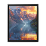 Golden Hour Majesty: Serene Lake and Mountain Canvas Print
