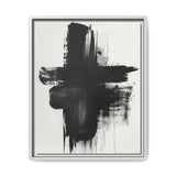 Abstract Dynamic Brush Stroke Art - Black & White Canvas Print