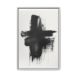 Abstract Dynamic Brush Stroke Art - Black & White Canvas Print