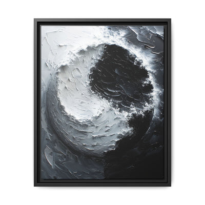 Monochrome Yin-Yang Impasto Swirl - High-Contrast Fine Art Print