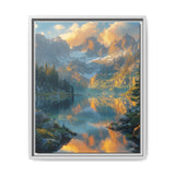 Serene Lake & Mountain Landscape at Golden Hour - Premium Art Print