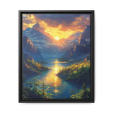 Golden Hour Serenity: Mountains & Mist - Premium Art Print