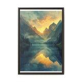 Golden Hour Serenity: Luminous Mountain & Lake Landscape Print