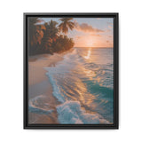 Tropical Serenity: Golden Hour Beach Aerial View - Vibrant Print