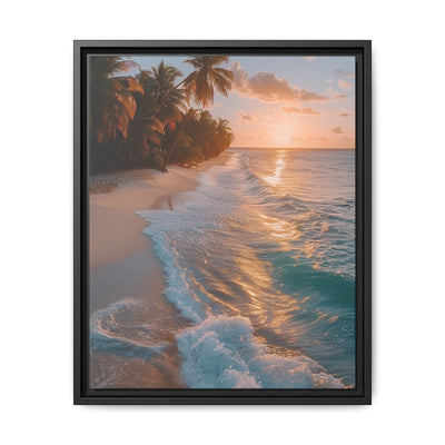 Tropical Serenity: Golden Hour Beach Aerial View - Vibrant Print
