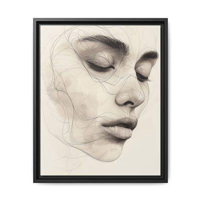 Japandi Minimalist One-Line Art - Monochrome Ink Portrait Print