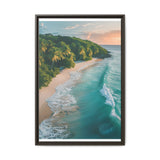 Tropical Serenity: Golden Hour Beach Aerial View - Museum Print
