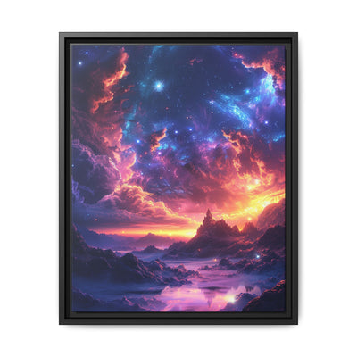 Stellar Enigma: Neon Cosmos Dreamscape Premium Art Print