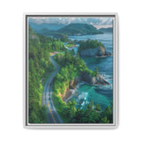 Coastal Serenity: BC Highway Aerial View - Premium Art Print