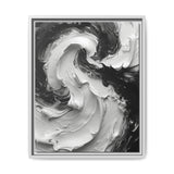 Monochrome Yin-Yang Swirls: Abstract Impasto Art Print