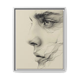 Japandi Minimalist One-Line Portrait Art - Monochrome Ink on Canvas