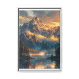 Golden Hour Majesty: Serene Mountains & Crystal Lake Art Print
