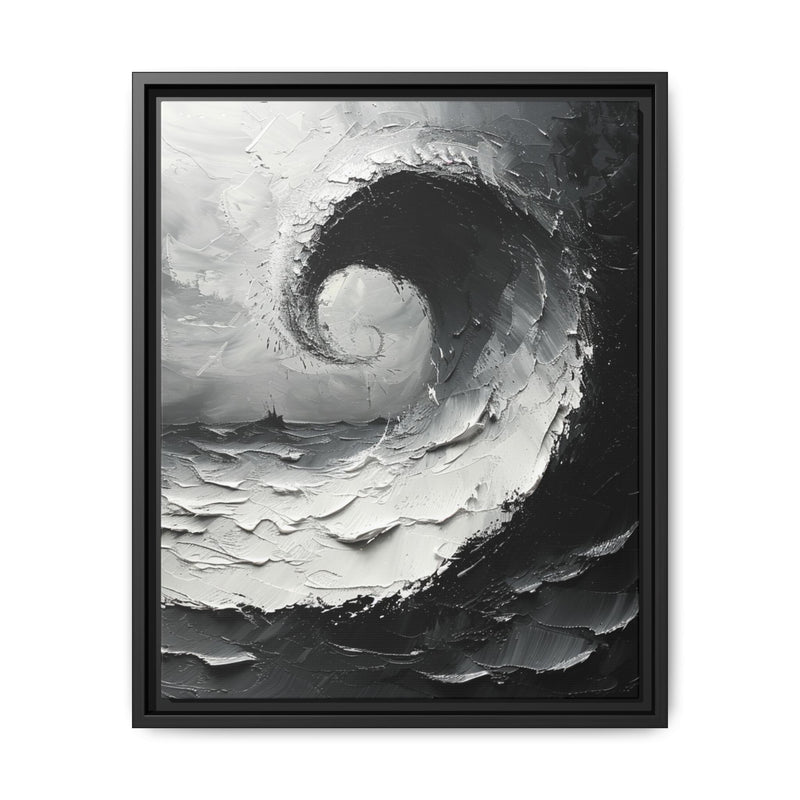 Yin-Yang Harmony - Black & White Abstract Impasto Art Print