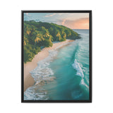 Tropical Serenity: Golden Hour Beach Aerial View - Museum Print