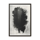 Abstract Elegance: Bold Black Strokes on Light Gray - Fine Art Print