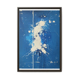 Pollock-Inspired White Chaos on Blue - Abstract Art Print