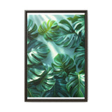 Floating Monstera Leaves Art Print - Serene Nature Illustration